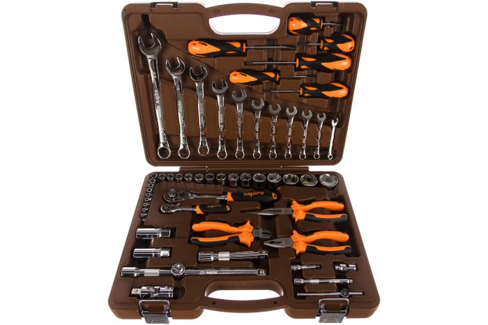 Набор инструментов в кейсе Ombra OMT55S, 55 предметов, с трещоткой, 1/2", 1/4"