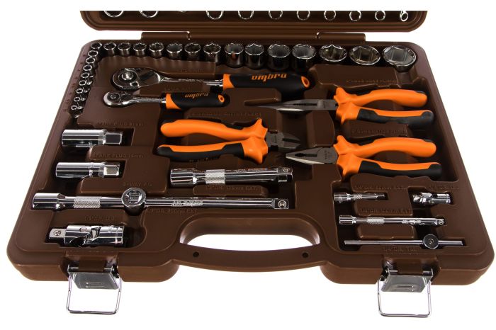 Набор инструментов в кейсе Ombra OMT55S, 55 предметов, с трещоткой, 1/2", 1/4"