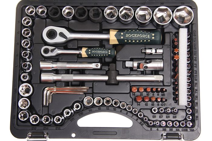 Набор инструментов в кейсе Rock Force RF-41082-5-PREMIUM, 108 предметов, с трещоткой, 1/4", 1/2"