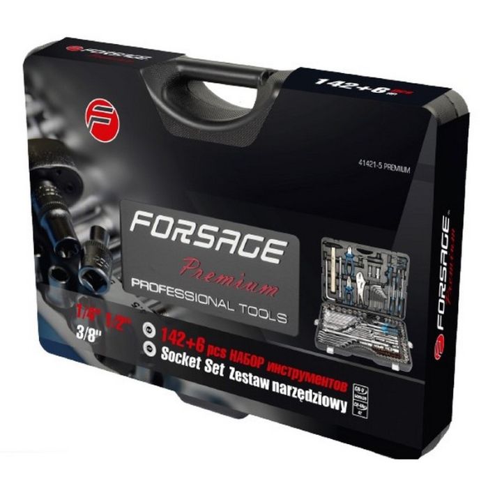 Набор инструментов в кейсе Forsage F-41421-5 Premium, 148 предметов, с трещоткой, 1/2", 1/4", 3/8"