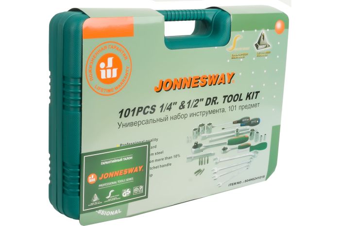 Набор инструментов в кейсе Jonnesway S04H624101SA, 101 предмет, с трещоткой, 1/4", 1/2"