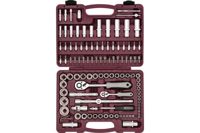 Набор инструментов в кейсе Thorvik UTS0108/12, 108 предметов, с трещоткой, 1/2", 1/4"