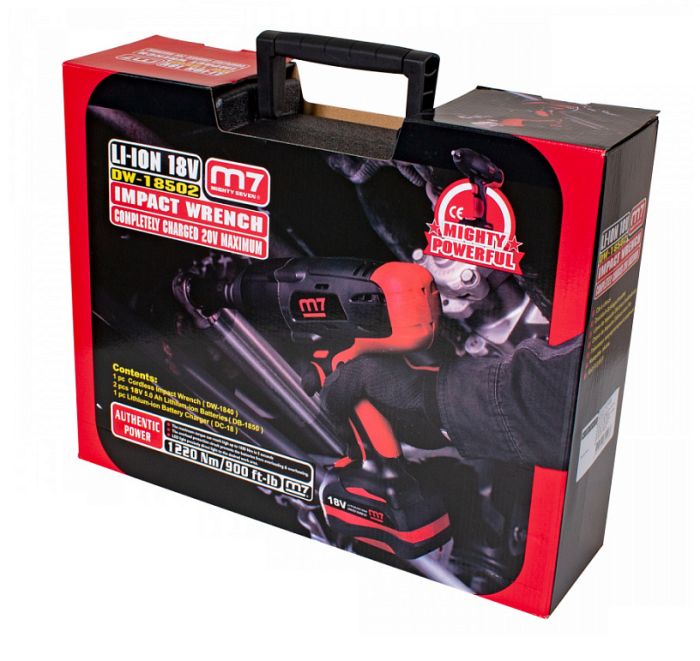 Гайковерт аккумуляторный ударный MIGHTY SEVEN DW-18502, 1/2", 1220 Нм