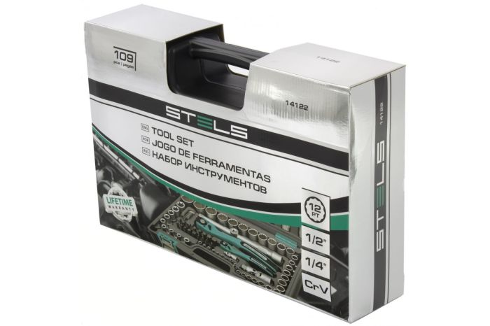 Набор инструментов в кейсе Stels 14122, 109 предметов, с трещоткой, 1/2", 1/4"