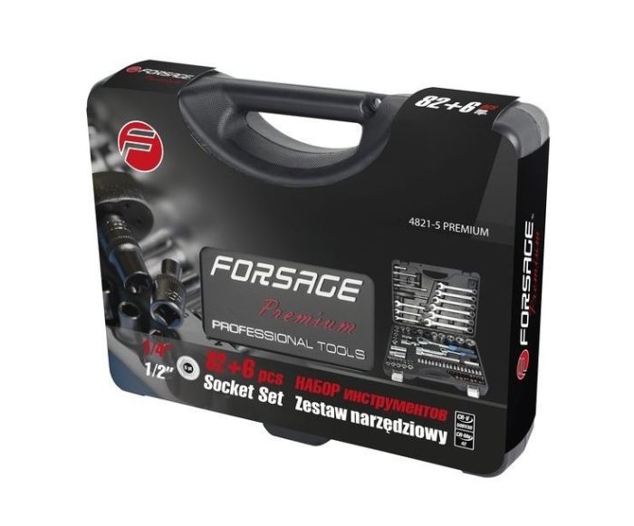 Набор инструментов в кейсе Forsage F-4821-5 PREMIUM, 88 предметов, с трещоткой, 1/2", 1/4"
