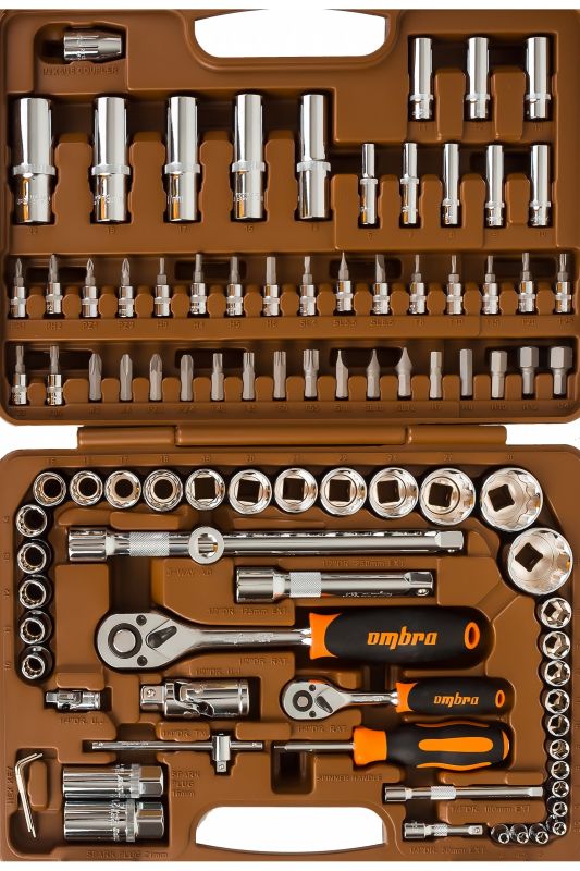 Набор инструментов в кейсе Ombra OMT94S12, 94 предмета, с трещоткой, 1/2", 1/4"