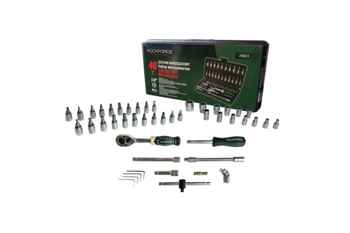 Набор инструментов в кейсе Rock Force RF-2462-5, 46 предметов, с трещоткой, 1/4"