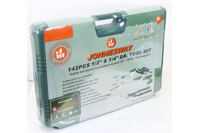 Набор инструментов в кейсе Jonnesway S04H524142S, 142 предмета, с трещоткой, 1/4", 1/2"