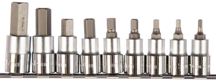 Набор торцевых головок HEX Hans 46026-9C, 1/2", 5-17мм, 9 предметов, без кейса
