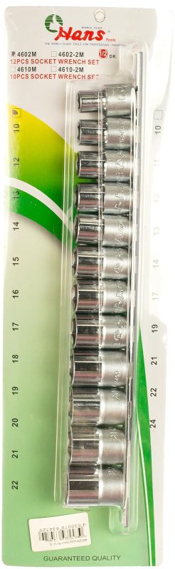 Набор торцевых головок Hex Hans 4602M, 1/2", 10-22мм, 12 предметов