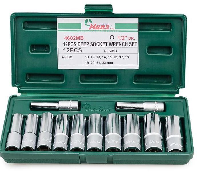 Набор торцевых головок Hex Hans 4602MB, 1/2", 10-22мм, 12 предметов