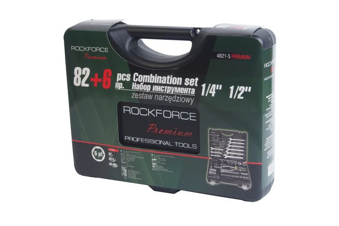 Набор инструментов в кейсе Rock Force RF-4821-5-PREMIUM, 82 предмета, с трещоткой, 1/4", 1/2"