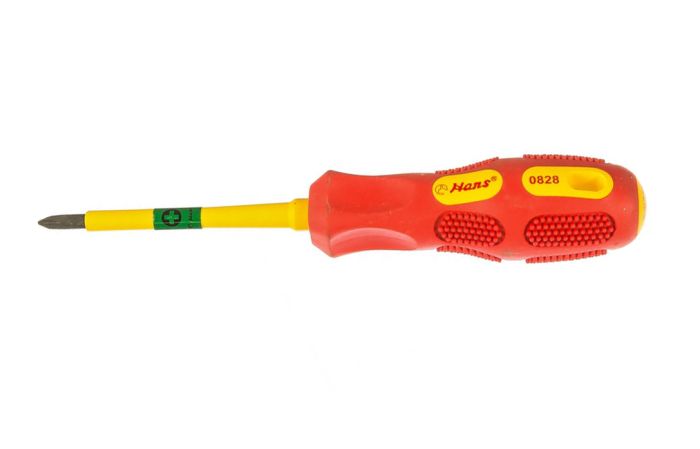 Отвертка крестовая PH1 для электрика Hans 0828PH1-3, 1х80мм