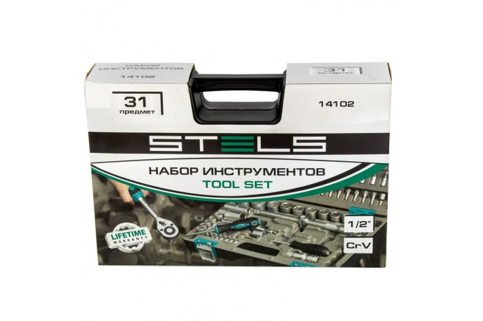 Набор инструментов в кейсе Stels 14102, 31 предмет, с трещоткой, 1/2"