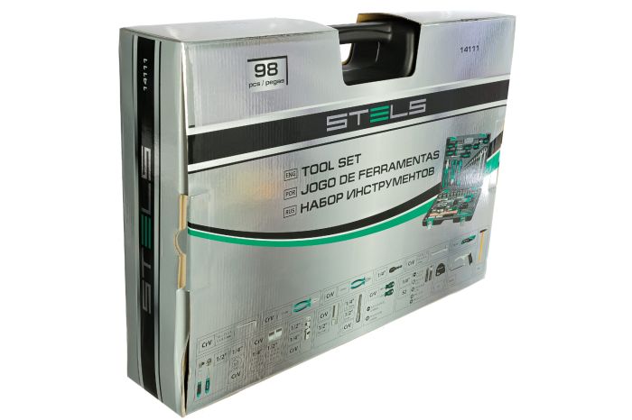 Набор инструментов в кейсе Stels 14111, 98 предметов, с трещоткой, 1/2", 1/4"