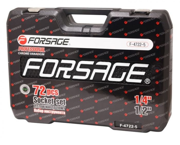 Набор инструментов в кейсе Forsage F-4722-5, 72 предмета, с трещоткой, 1/2", 1/4"