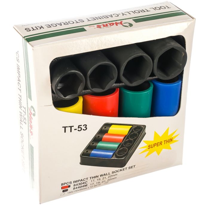 Набор торцевых ударных головок, Hans TT-53, 1/2", 8 предметов