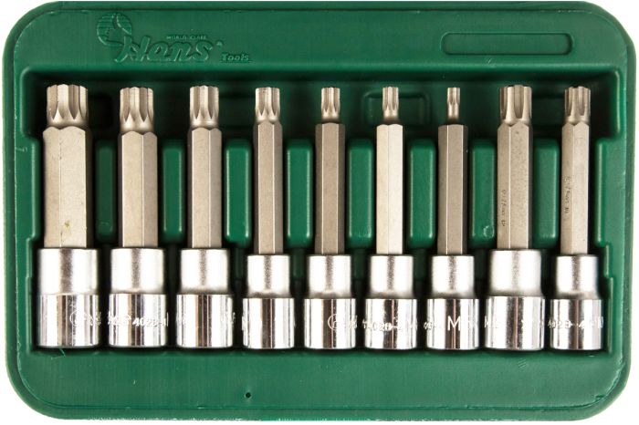Набор торцевых головок Ribe, Spline, Hans 46028-49, 1/2", 5-16мм, 9 предметов