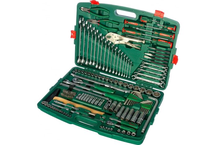 Набор инструментов в кейсе Hans TK-158V, 158 предметов, 1/2", 1/4", с трещоткой