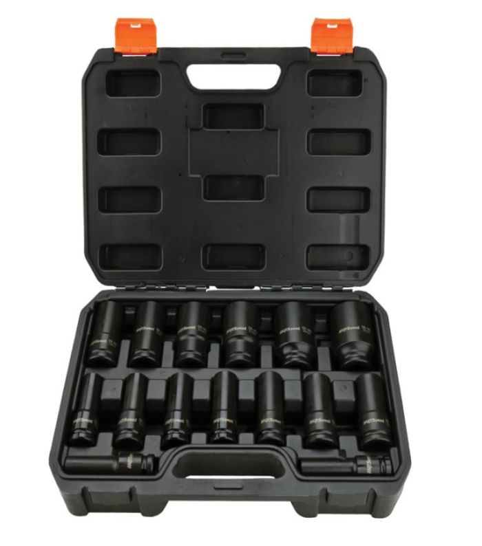 Набор ударных удлиненных головок AV Steel AV-721415, 10-32 мм, 1/2", 15 шт.