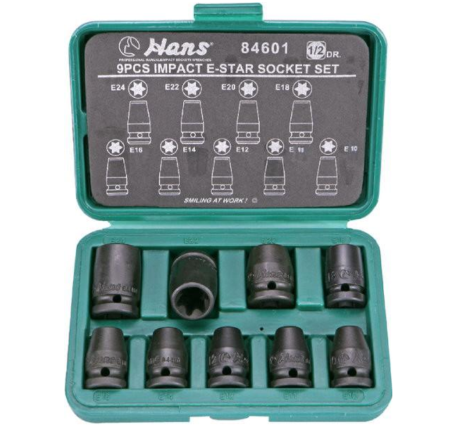 Набор ударных головок Hans 84601, 1/2", 10-24мм, 9 предметов