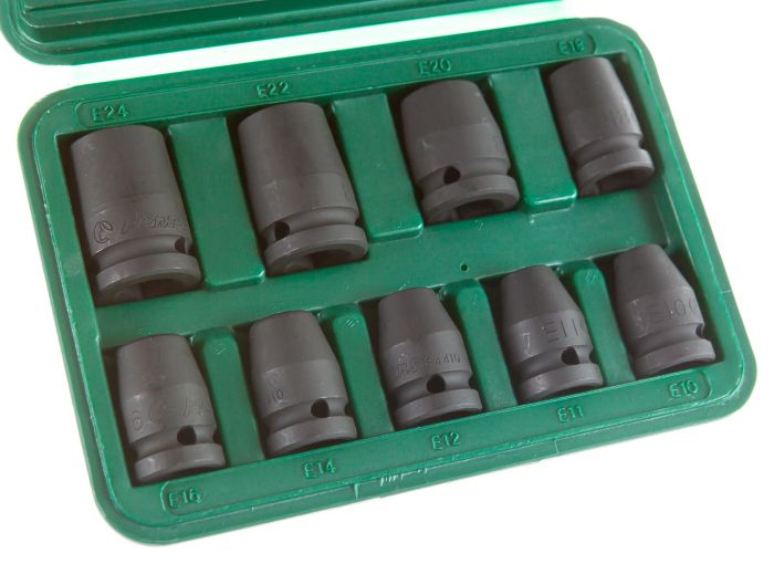 Набор ударных головок Hans 84601, 1/2", 10-24мм, 9 предметов