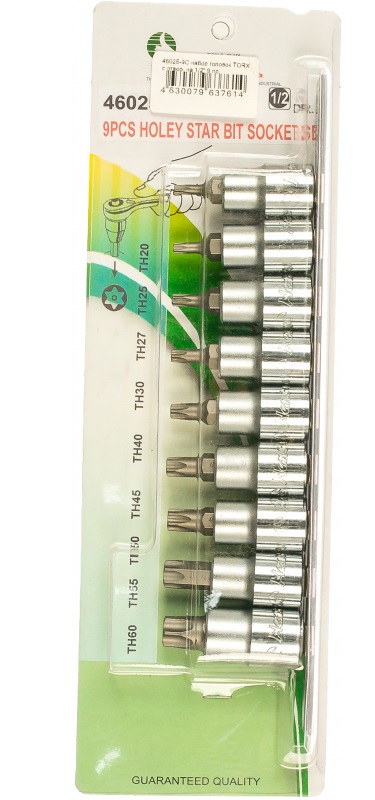 Набор торцевых головок со вставкой Torx Holey, Hans 46025-9C, 1/2", 9 предметов, без кейса