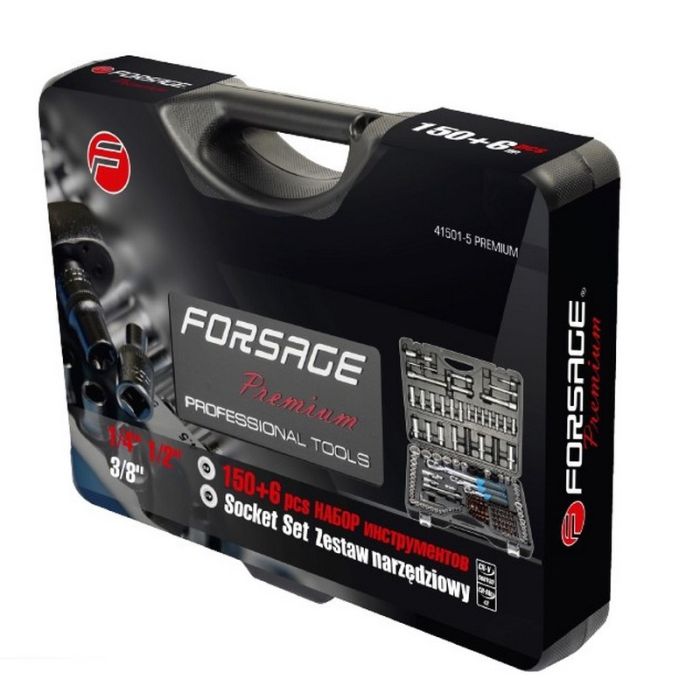 Набор инструментов в кейсе Forsage F-41501-5 PREMIUM, 156 предметов, с трещоткой, 1/2", 1/4", 3/8"