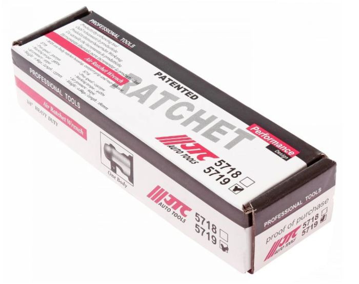 Пневмотрещотка угловая JTC 5719, 3/8", усиленная, 40 Нм