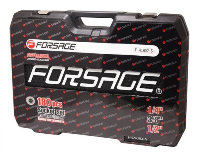 Набор инструментов в кейсе Forsage F-41802-5(New), 180 предметов, с трещоткой, 1/2", 1/4", 3/8"