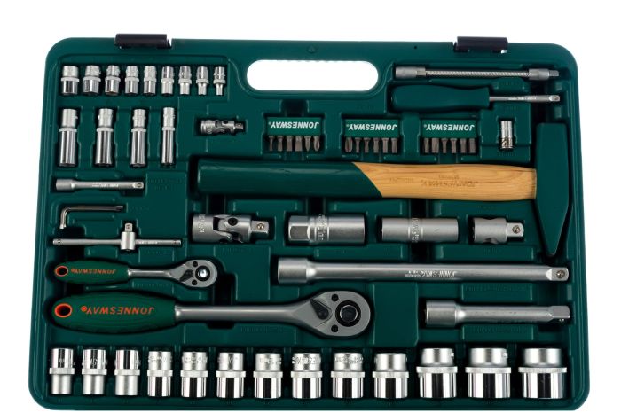 Набор инструментов в кейсе Jonnesway S04H52477S, 77 предметов, с трещоткой, 1/4", 1/2"