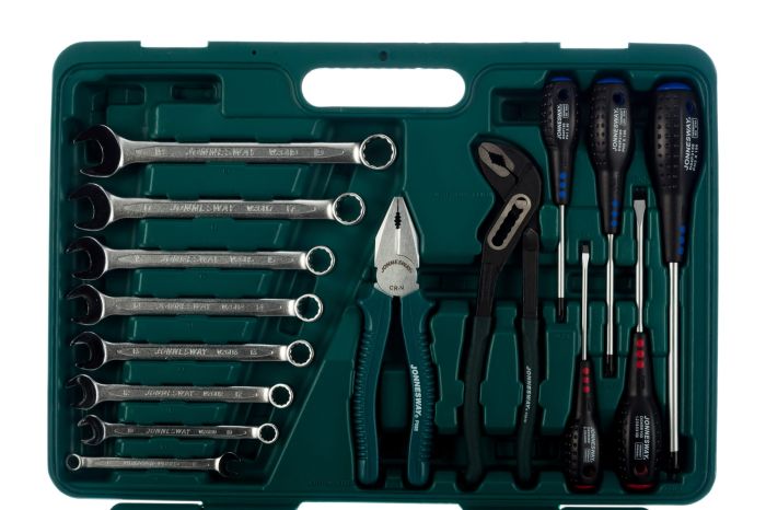 Набор инструментов в кейсе Jonnesway S04H52477S, 77 предметов, с трещоткой, 1/4", 1/2"