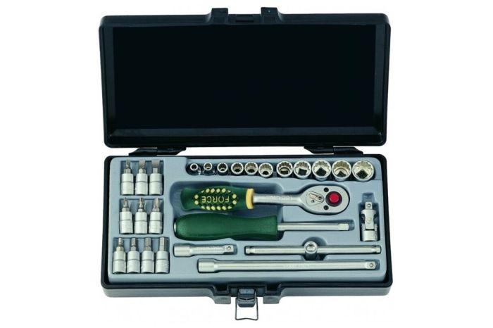 Набор инструментов в кейсе Force 2281, 27 предметов, с трещоткой, 1/2", 1/4"