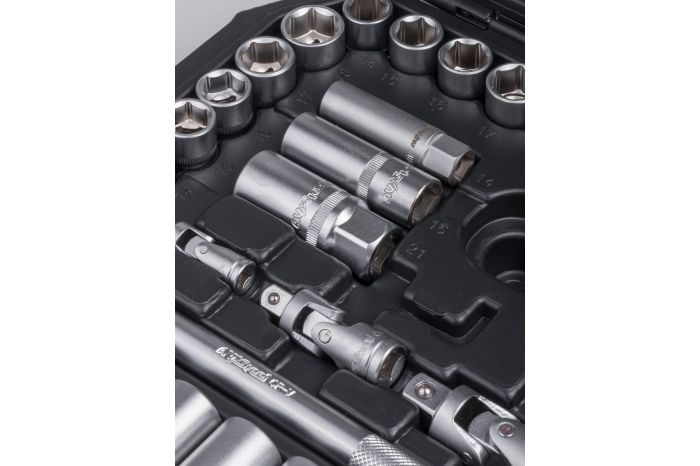 Набор инструментов в кейсе AV Steel AV-011144, профессиональный, 144 предмета, с трещоткой, 1/4", 3/8", 1/2"