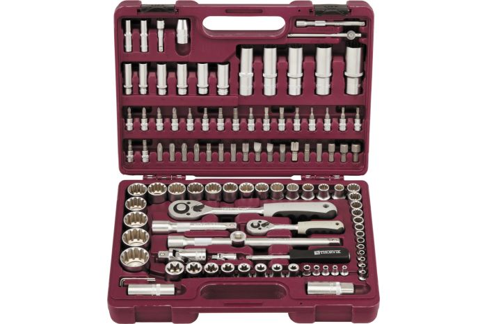 Набор инструментов в кейсе Thorvik UTS0108MP, 108 предметов, с трещоткой, 1/2", 1/4"