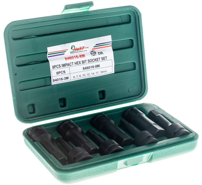 Набор ударных головок-бит HEX Hans 846016-8M, 1/2", 8 шт.