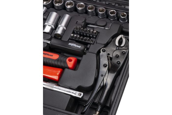 Набор инструментов в кейсе AV Steel AV-011072, 72 предмета, с трещоткой, 1/4", 1/2"