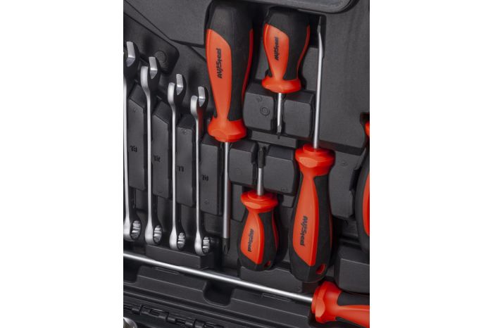 Набор инструментов в кейсе AV Steel AV-011072, 72 предмета, с трещоткой, 1/4", 1/2"