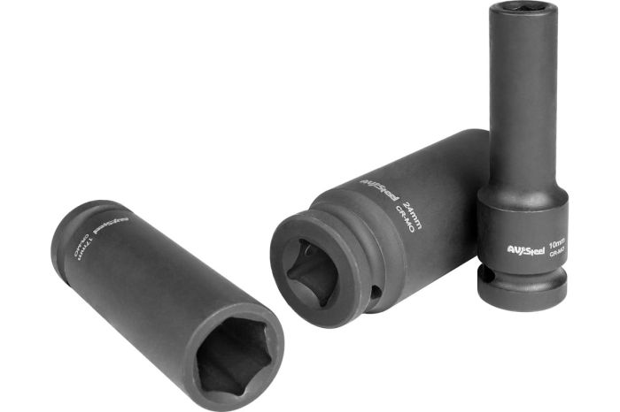 Набор ударных удлиненных головок AV Steel AV-721410, 10-24 мм, 1/2", 10 шт.