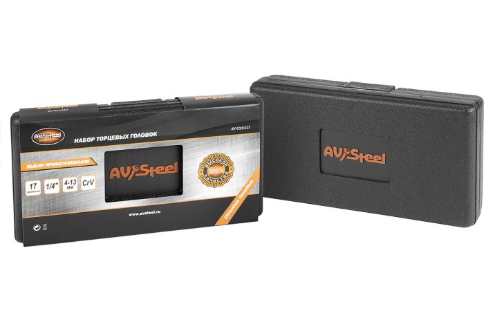 Набор инструментов в кейсе AV Steel AV-011017, профессиональный, 17 предметов, с трещоткой, 1/4"