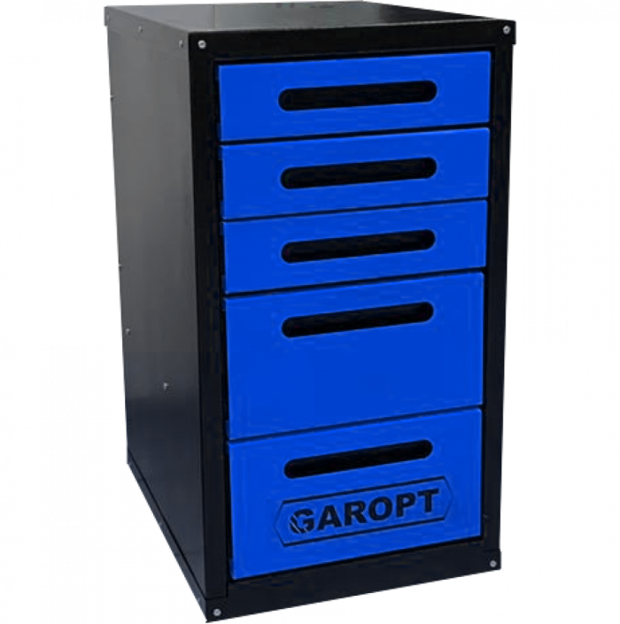 Тумба инструментальная для верстака Garopt GTY5.BLUE синяя, 5 ящиков