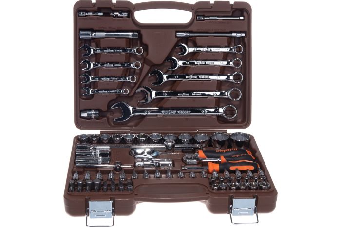 Набор инструментов в кейсе Ombra OMT82S, 82 предмета, с трещоткой, 1/4", 1/2"