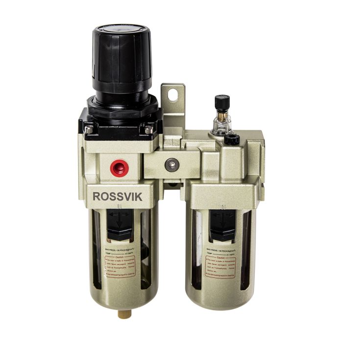 Фильтр регулятор ROSSVIK F154/3.R, 1/2", с манометром и лубрикатором