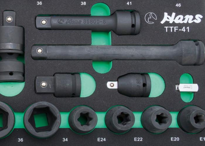 Набор торцевых головок и аксессуаров Hans TTF-41, 3/4", 40 предметов, 17-46 мм