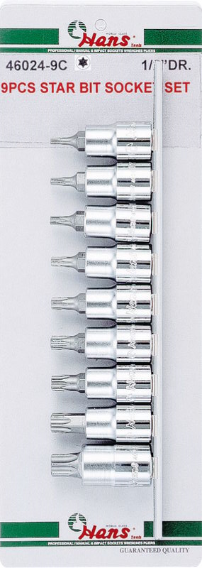Набор торцевых головок Torx Hans 46024-9C, 1/2", 20-60мм, 9 предметов, без кейса