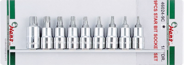 Набор торцевых головок Torx Hans 46024-9C, 1/2", 20-60мм, 9 предметов, без кейса