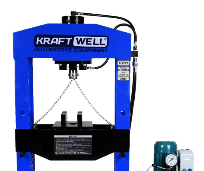 Пресс электрогидравлический 100 тонн KraftWell KRWPR100E, напольный, гаражный