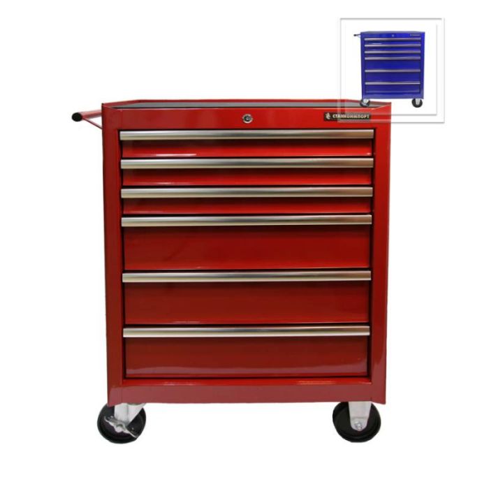 Тележка инструментальная Станкоимпорт BTD-270061CS red, закрытая, 6 ящиков
