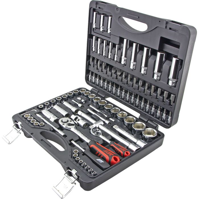 Набор инструментов в кейсе JTC JTC-H096B, 96 предметов, с трещоткой, 1/2", 1/4"