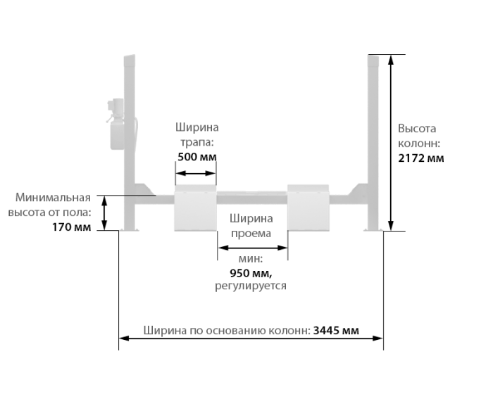 Подъемник четырехстоечный 4 тонны Launch TLT-440W GL01937, электрогидравлический, для сход-развала, 220В